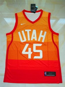 Maillot De Basket Utah Jazz Donovan Mitchell 45 City Version Orange Jaune